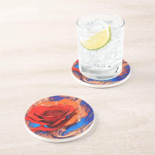 Abstrakt Marble Rose Stone Untersetzer (Seite)