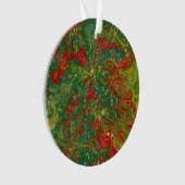 Abstrakt marmoriertes Acryl in Weihnachtsgrün, Rot Ornament (Vorderseite)