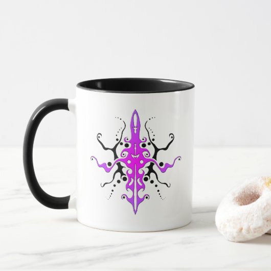 Abstrakt Mask Stamm Tattoo Design - Rosa Tasse (Mit Donut)