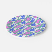 Abstrakt Matisse Inspiriert Leaf-Pflanze überprüft Pappteller (Schrägansicht)