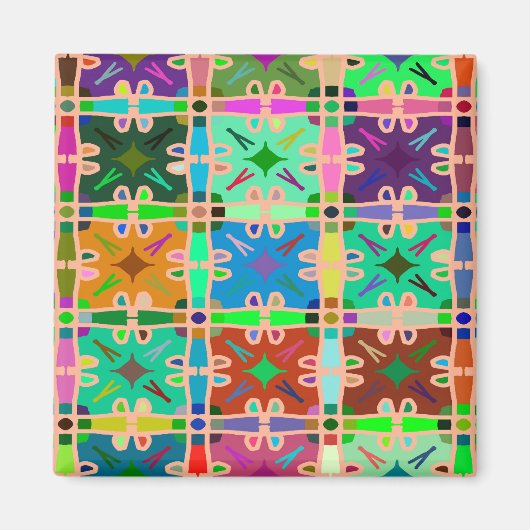 Abstrakt mehrfarbiges Kunstmuster Magnet (Vorne)