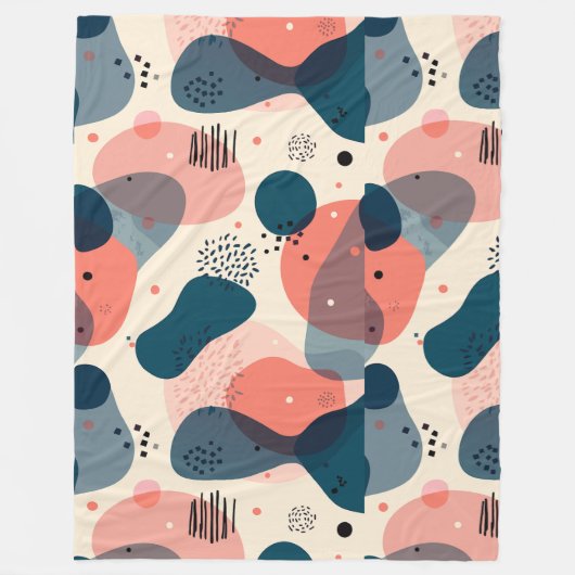 Abstrakt Mid-Century Modern Fleecedecke (Vorderseite)