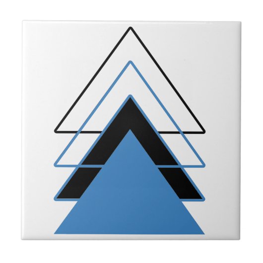 Abstrakt-minimalistisch-geometrisch-blaue Dreiecke Fliese (Vorderseite)