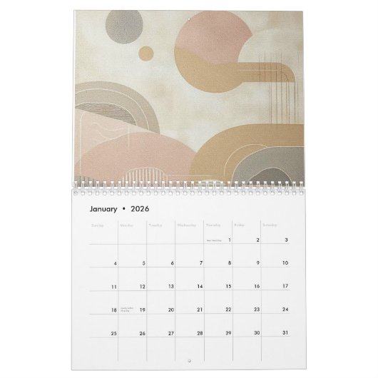 Abstrakt Minimalistisch Kalender (Jan 2026)