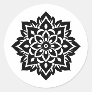 Abstrakt Minimalistische Mandala-Silhouette Runder Aufkleber
