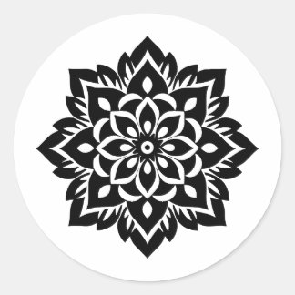 Abstrakt Minimalistische Mandala-Silhouette Runder Aufkleber