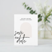 Abstrakt Minimalistische Niche Save the Date Scrip Postkarte (Stehend Vorderseite)