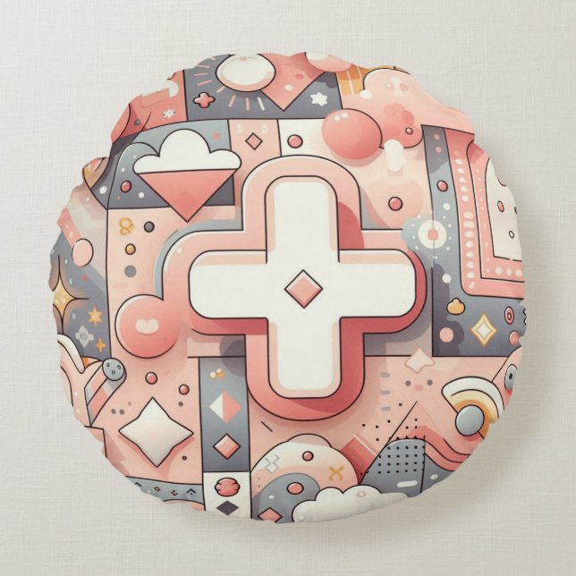 abstrakt minimalistisches Musterdesign Rundes Kissen (Vorderseite)