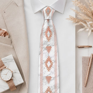 abstrakt minimalistisches Roségold Azteken weißer Krawatte