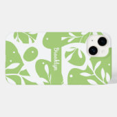 Abstrakt Minty Green Botanical Personalisiert Case-Mate iPhone Hülle (Rückseite (Horizontal))