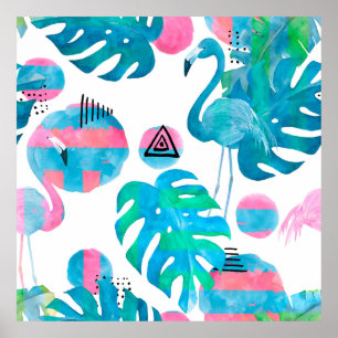 Abstrakt mit Aquarellbramingo und zufälligem Ellem Poster