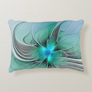 Abstrakt mit Blau, moderne fraktale Kunst Dekokissen