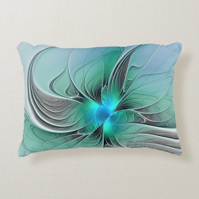 Abstrakt mit Blau, moderne fraktale Kunst Dekokissen (Vorderseite)