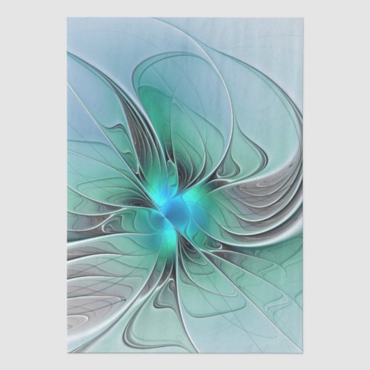 Abstrakt mit Blau, moderne fraktale Kunst Seidenpapier (Vorderseite)