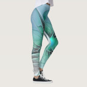 Abstrakt mit blauer, moderner Fraktal Art Leggings (Rechts)