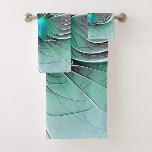 Abstrakt mit blauer, moderner Kunst des Fraktals Badhandtuch Set (Insitu)