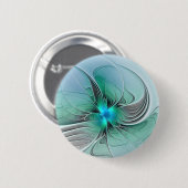 Abstrakt mit blauer, moderner Kunst des Fraktals Button (Vorne & Hinten)