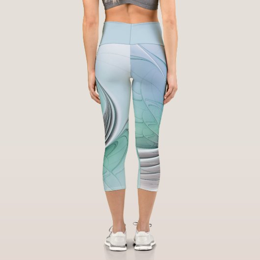 Abstrakt mit blauer, moderner Kunst des Fraktals Capri Leggings (Rückseite)