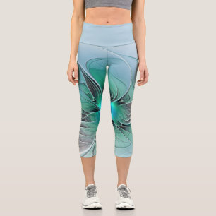 Abstrakt mit blauer, moderner Kunst des Fraktals Capri Leggings