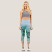 Abstrakt mit blauer, moderner Kunst des Fraktals Capri Leggings (Vorderseite)