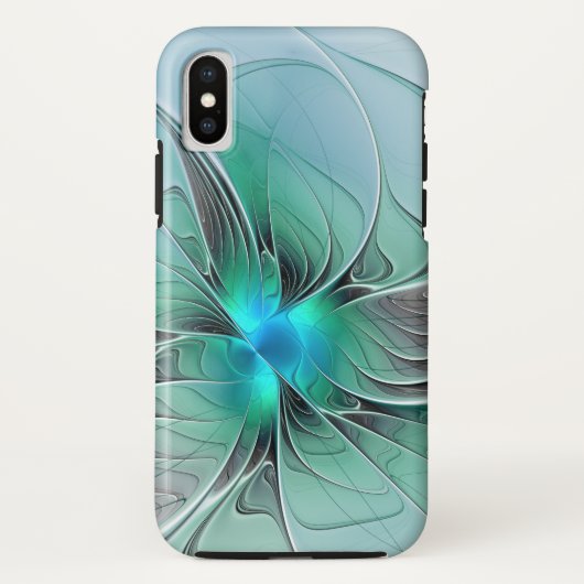 Abstrakt mit blauer, moderner Kunst des Fraktals Case-Mate iPhone Hülle (Rückseite)
