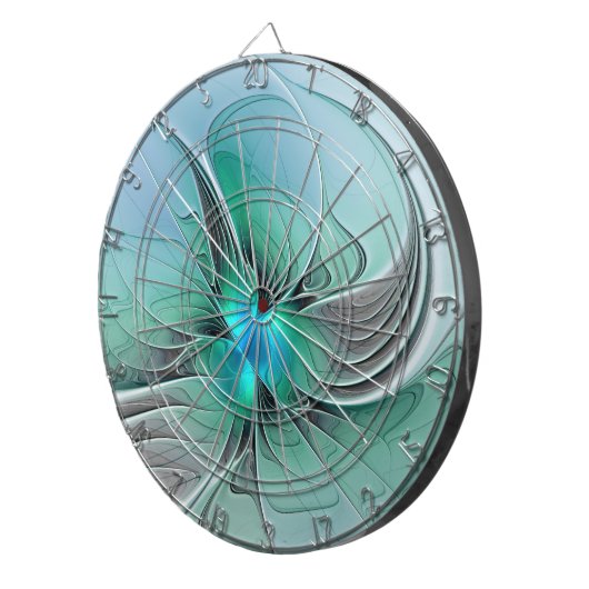 Abstrakt mit blauer, moderner Kunst des Fraktals Dartscheibe (Vorderseite rechts)