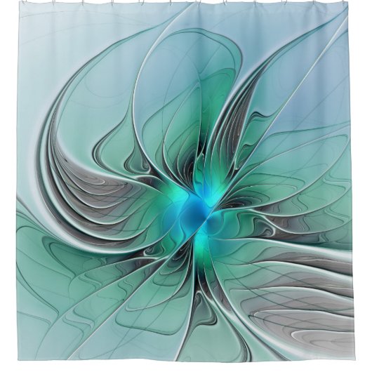 Abstrakt mit blauer, moderner Kunst des Fraktals Duschvorhang (Vorderseite)