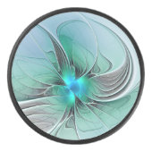 Abstrakt mit blauer, moderner Kunst des Fraktals Eishockey Puck (Vorderseite)