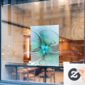 Abstrakt mit blauer, moderner Kunst des Fraktals Fensteraufkleber (Café-Fenster)
