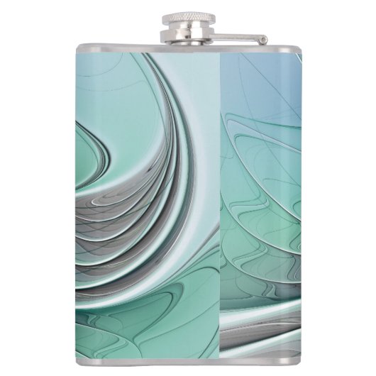 Abstrakt mit blauer, moderner Kunst des Fraktals Flachmann (Rückseite)