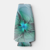 Abstrakt mit blauer, moderner Kunst des Fraktals Flaschenkühler (Vorderseite)