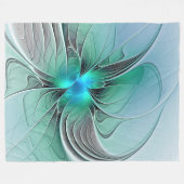 Abstrakt mit blauer, moderner Kunst des Fraktals Fleecedecke (Vorderseite (Horizontal))