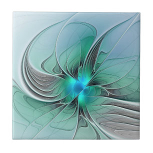 Abstrakt mit blauer, moderner Kunst des Fraktals Fliese