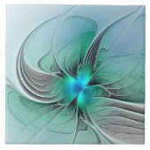 Abstrakt mit blauer, moderner Kunst des Fraktals Fliese (Vorderseite)