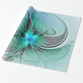 Abstrakt mit blauer, moderner Kunst des Fraktals Geschenkpapier (Ungerollt)