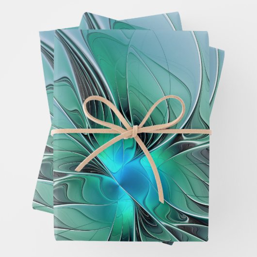 Abstrakt mit blauer, moderner Kunst des Fraktals Geschenkpapier Set (Beispiel)