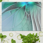 Abstrakt mit blauer, moderner Kunst des Fraktals Geschirrtuch (Gefaltet)