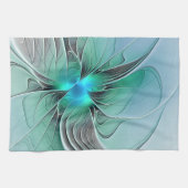 Abstrakt mit blauer, moderner Kunst des Fraktals Geschirrtuch (Horizontal)