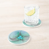 Abstrakt mit blauer, moderner Kunst des Fraktals Getränkeuntersetzer (Seite)