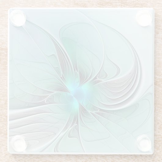 Abstrakt mit blauer, moderner Kunst des Fraktals Glasuntersetzer (Rückseite)