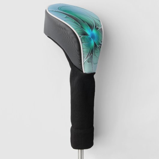 Abstrakt mit blauer, moderner Kunst des Fraktals Golf Headcover (angewinkelt)