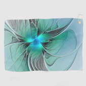 Abstrakt mit blauer, moderner Kunst des Fraktals Golfhandtuch (Horizontal)