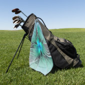Abstrakt mit blauer, moderner Kunst des Fraktals Golfhandtuch (Gras)