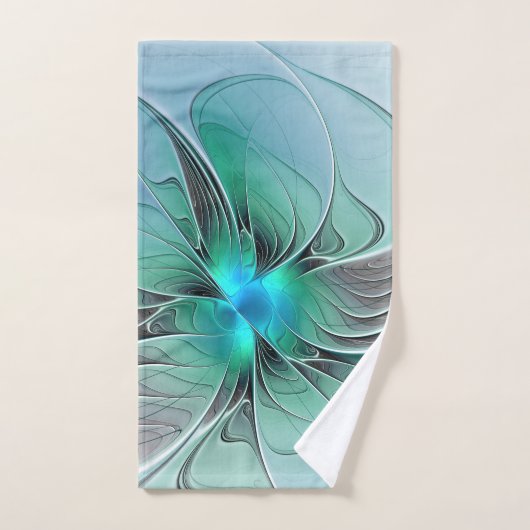 Abstrakt mit blauer, moderner Kunst des Fraktals Handtuch (Handtuch)