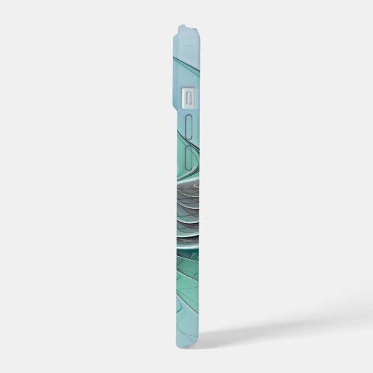 Abstrakt mit blauer, moderner Kunst des Fraktals iPhone 15 Hülle (Linke Seite)