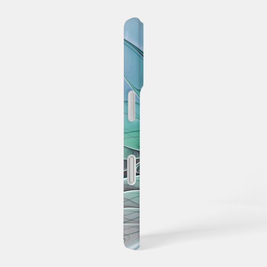Abstrakt mit blauer, moderner Kunst des Fraktals iPhone 16 Hülle (Rechte Seite)