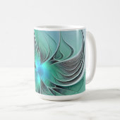 Abstrakt mit blauer, moderner Kunst des Fraktals Kaffeetasse (VorderseiteRechts)
