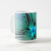 Abstrakt mit blauer, moderner Kunst des Fraktals Kaffeetasse (Vorderseite Links)
