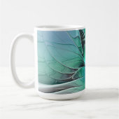 Abstrakt mit blauer, moderner Kunst des Fraktals Kaffeetasse (Links)