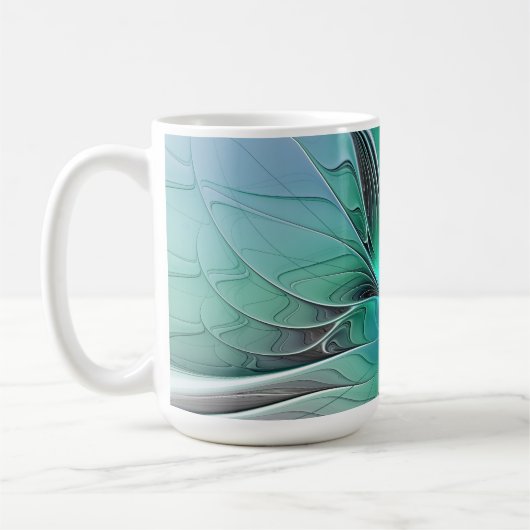Abstrakt mit blauer, moderner Kunst des Fraktals Kaffeetasse (Links)